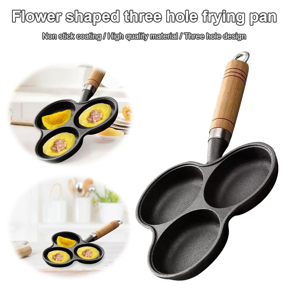 3 Hole Nonstick Egg Omelette Grilled Steak Cooking Pan Breakfast Grill Cooking Pot Breakfast Maker Induction Cookware Omelet Pan