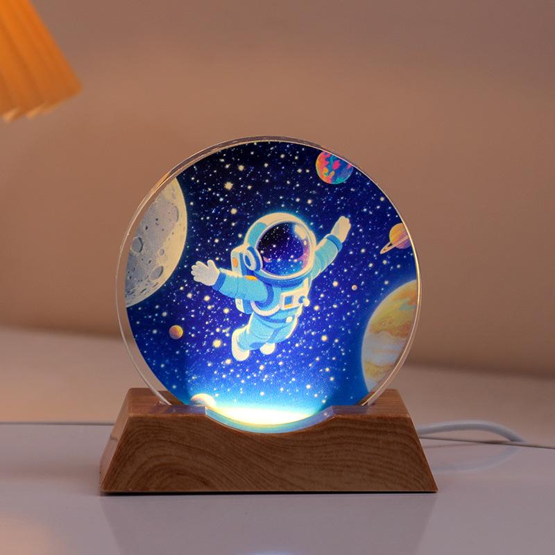 Crystal Disc Luminous Night Lamp Bedside Lamp Ambient Desk Lamp Creative Gift Desktop Decoration Ornament