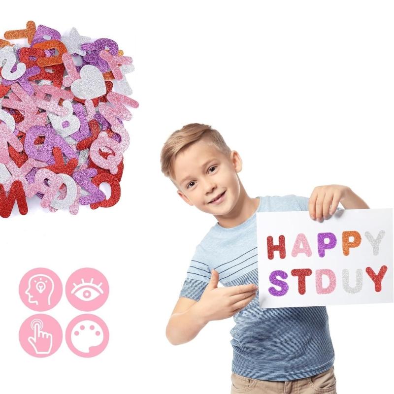 196 Stück Glitzernde Buchstabenaufkleber Selbstklebende EVA-Schaumstoff-Buchstabenaufkleber Für Scrapbooking Kartenherstellung Geburtstag Heimdekoration