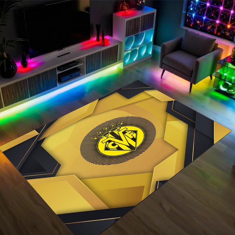 Villarreal FC Design Crystal Velvet Carpet Cozy Non?Slip Printed Rug For Bedroom Living Room Entrance