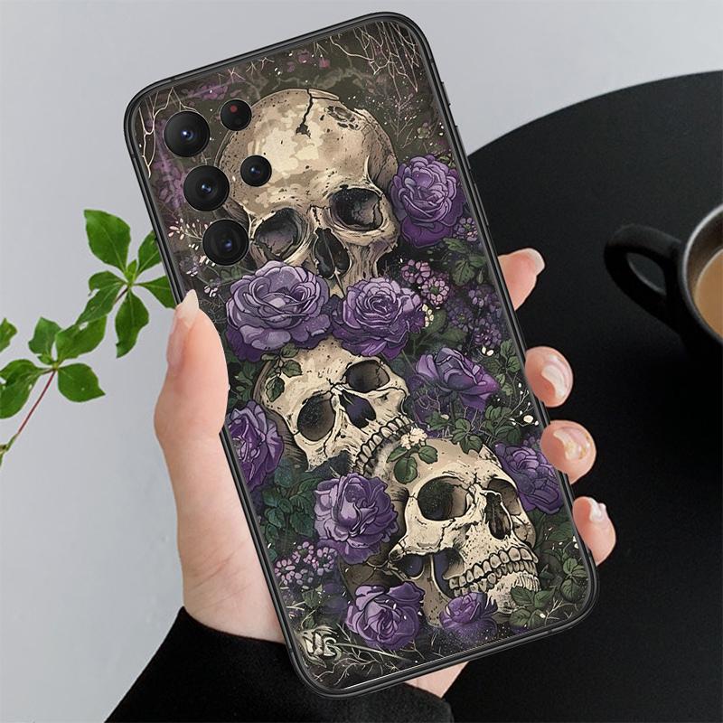 Skull Head Flower Art Phone Case For Samsung Galaxy A15 A35 A55 A52 A53 A54 A33 A34 A25 A05S A16 A14 A05 A51 A52S A71