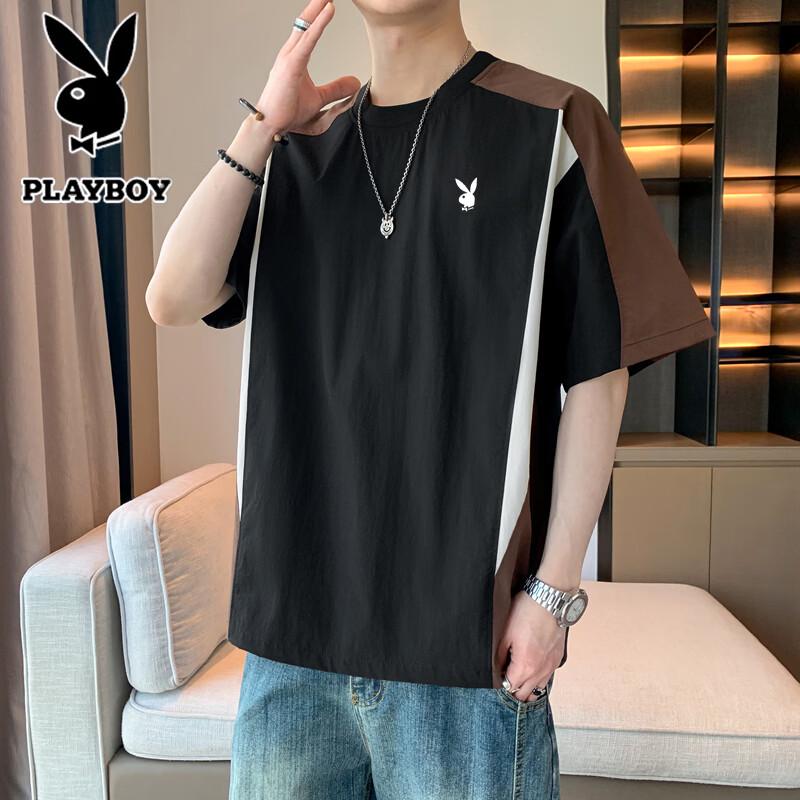 PLAYBOY Men s Lightweight Round Neck Summer T-Shirt 3XL чёрный