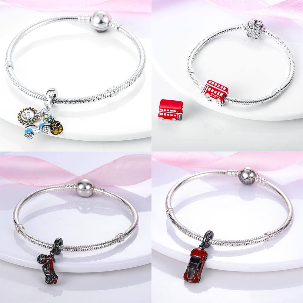 925 Silver Headset Game Machine Motorcycle Pendant Charm Bead Fit Original Bracelet Necklace Diy Female Jewelry Gift
