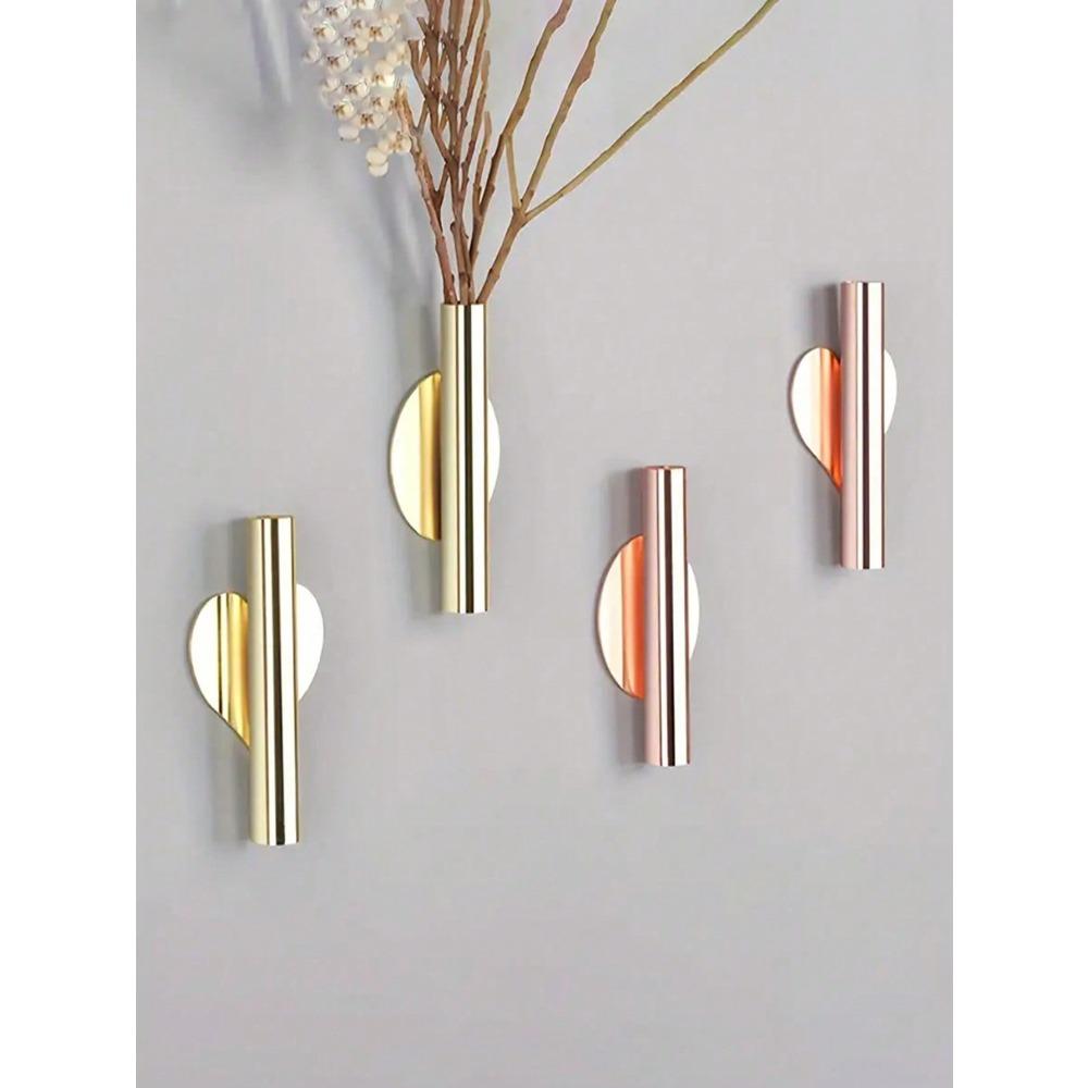 1pc Creative Wall Flower Vase - Comes With Adhesive, Round Sticker Paper + Rubber Plug, Easy DIY Decoration For Living Room, Bedroom, Bathroom