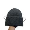Russian Winter Warm Rabbit Hair Knitted Hat Celebrity Light Luxury Small Diamond Double Fold Wool Hat Women'S Outdoor Windproof