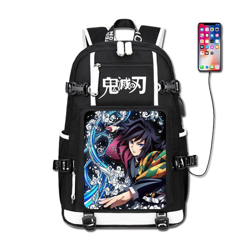Demon Slayer Backpack Tanjiro Nezuko Anime Cosplay School Bag Luminous Night Light for Teens Adults