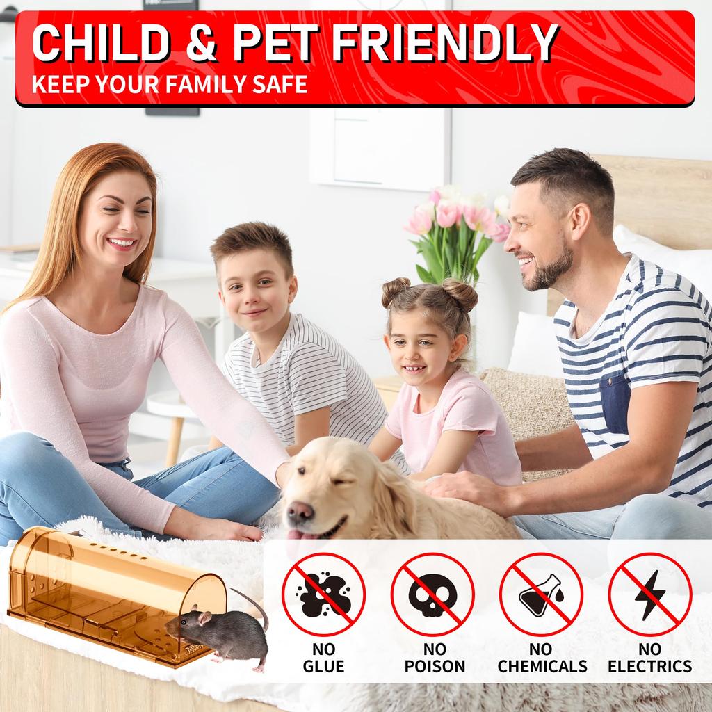1Pc Mouse Traps - Small Trap Indoor/Outdoor, Live Mouse Trap Catch and Release Ideal No Kill Mouse Traps for Rodents