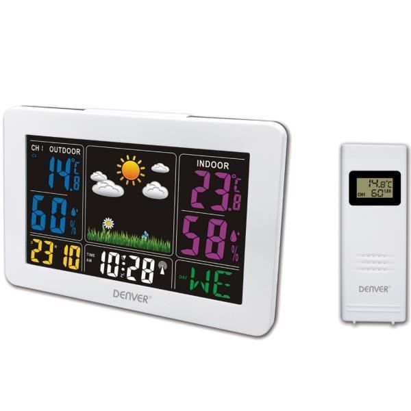Horloge + Station Météo - Denver - Blanc - Intérieur - Piles - Mixte