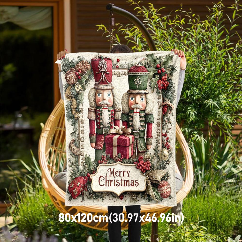 

1PC Nutcracker Merry ChristmasOutdoor Flannel Blanket - Soft Plush Decor for Picnics, camping, Bedroom, Playroom, Office, or Lunch Break 1209A 80x120cm(31x47inch)