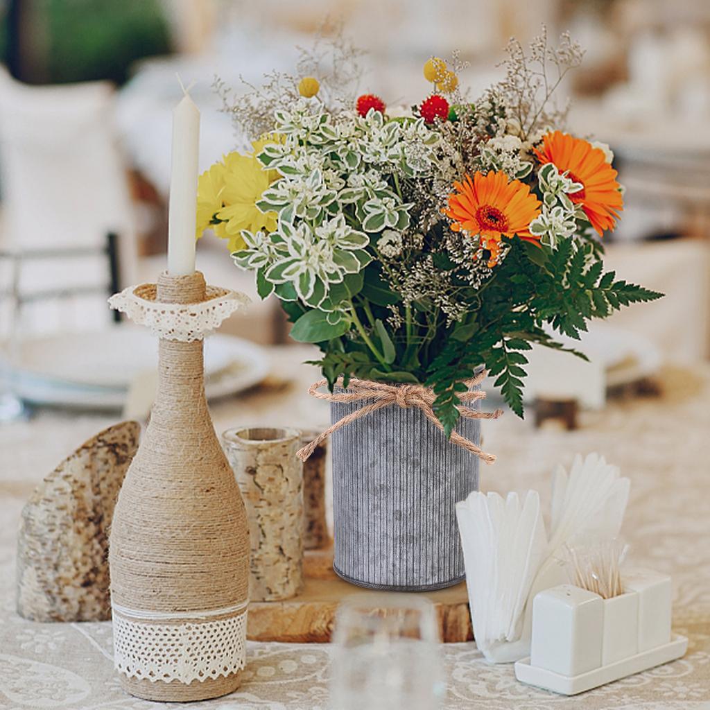 16 Pcs High Farmhouse Vase Decor 4.33" Metal Flower Vases Iron Rustic Vases With Twine Small Vases Bulk Centerpieces Vases For T