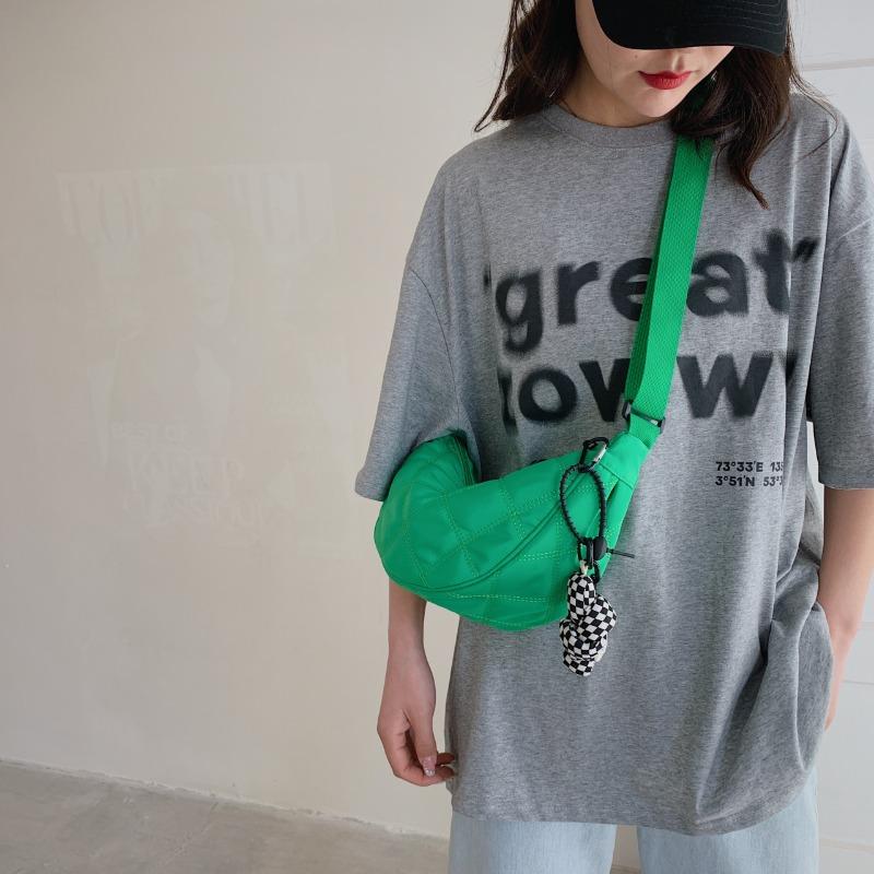 New Trendy Student Class Shoulder Bag Solid Color Simple Large Capacity Oblique Span Bag Women's Niche Rhombus Dumpling Bag