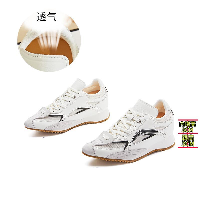 Inner Height Increase 3cm Leather Pointed Dad Shoes Women Spring and Summer New Casual Platform Women
