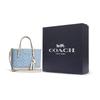 Coach Mollie Series Classic Canvas And Leather Tote Bag Shopping Bag Handheld Crossbody Bag 25 Women tote Blue White CA142-IMUDY