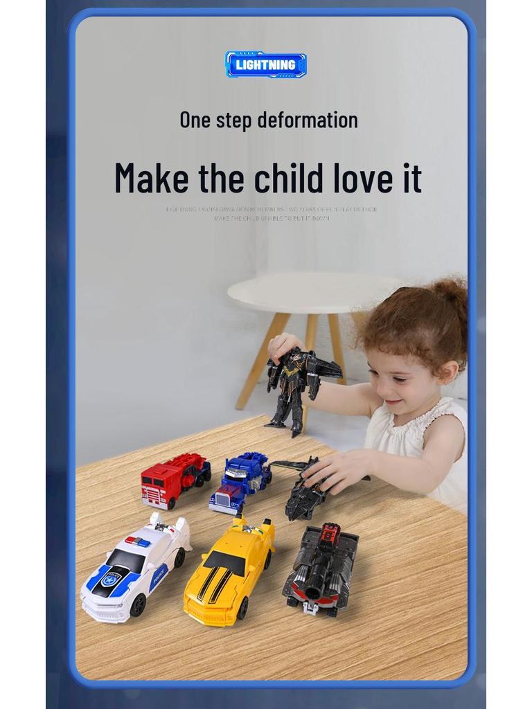 One-Step Transforming Car Toy: Children's Educational Robot Action Figure - Optimus Prime & Bumblebee Gift
