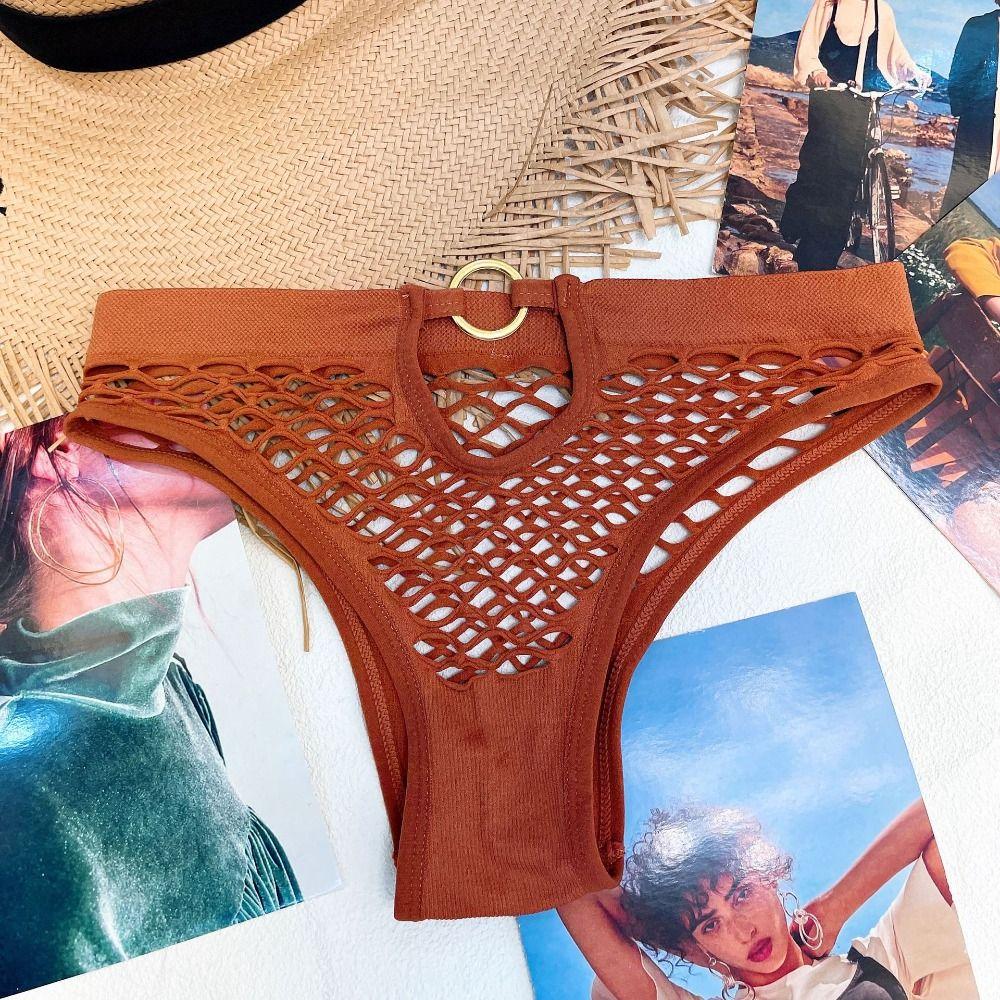 3Pcs Soild Color Fishing Net Briefs Middle Waist Women Underpants Elastic Female Lingeries Female