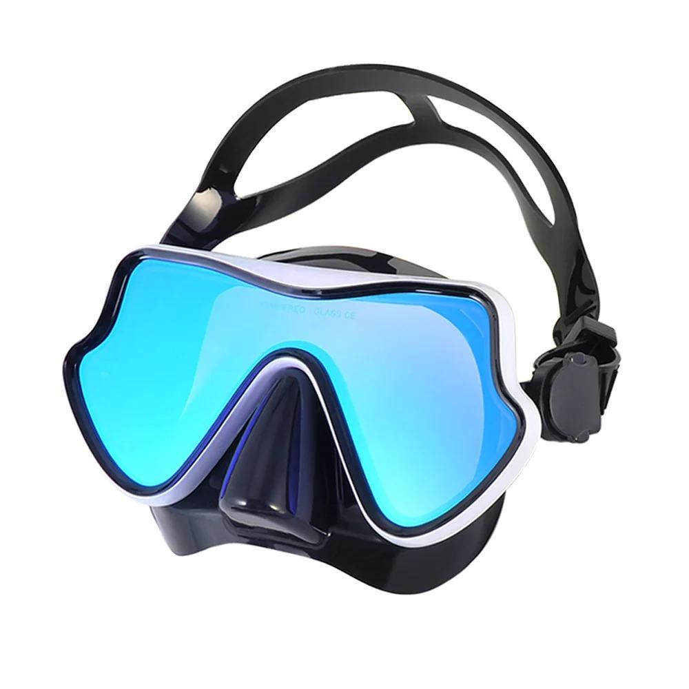 Snorkel Diving Mask Swimming Goggles Silicone Skirt Scuba Mask With Colorful Lens Tempered Glass Wide View For Adult Youth