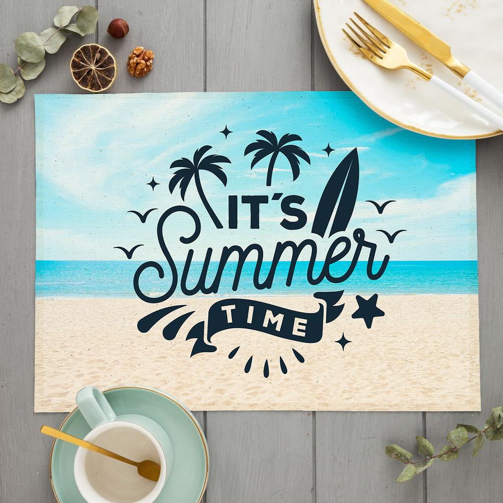 Beach Starfish Placemat Summer Vibe Vacation Kitchen Decor Linen Dining Table Coaster Pad Bowl Coffee Cup Mats Tablecloth
