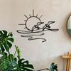 Elegant Sunrise & Seagull Metal Wall Art, Minimalist Line Art Home Decor, Housewarming Gift
