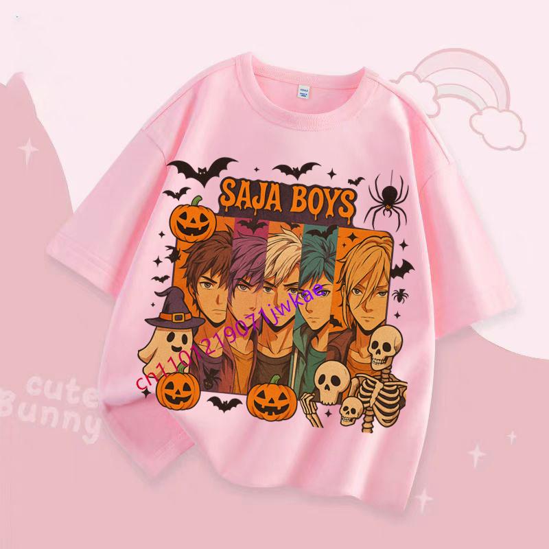 Dětské Hallowmas Oblečení s krátkým rukávem Dárek KPop Tričko Lovci démonů pro děti Kreslené tričko Top Bílé Kulatý výstřih Oblečení
