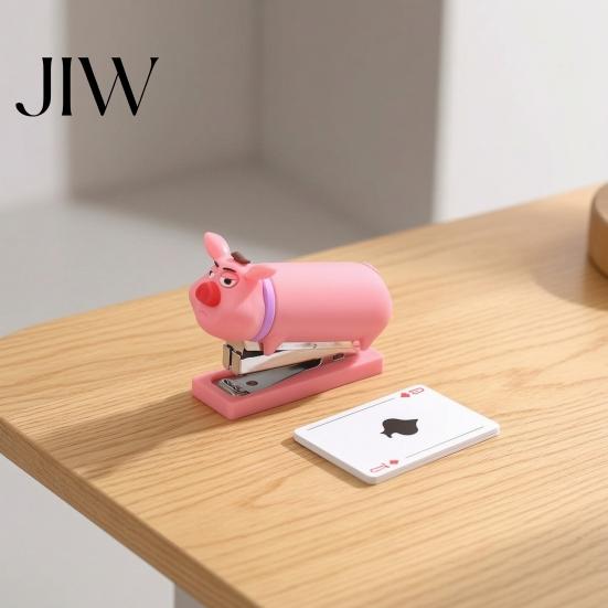 Functional Stapler for Receipts And Crafts Mini Cartoon Stapler, Cute Pig Shape, Portable Lightweight PVC Small Desktop Office Desk Shell Binding