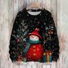 Ladies' Fashionable And Casual Christmas Cute Printed Round Neck Long Sleeved Knitted Yarn