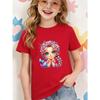 Girls Floral Wreath Mermaid Print Crewneck Short Sleeve Tee