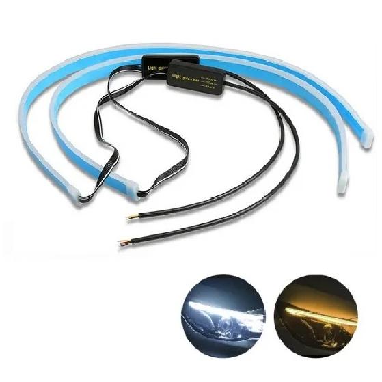 2x Ultrafine 30cm 45cm 60cm DRL Daytime Running Light Waterproof Flexible Soft Tube Guide Car LED Strip Car Accessries 12V 30cm