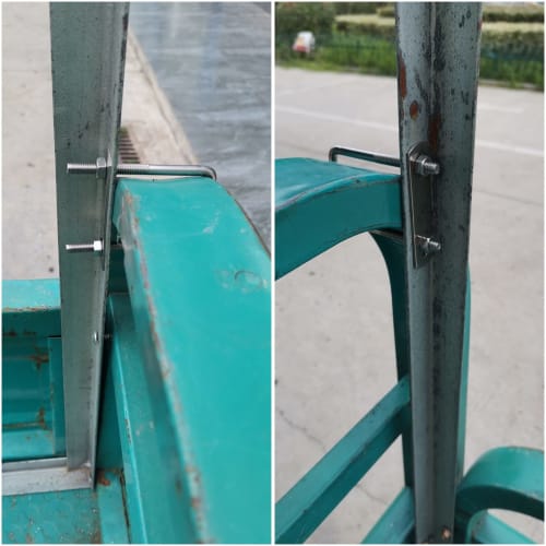 RILIHII U-Bolts (Set of 4) Square U-Bolts, 102mm Inner Width, 304 Stainless Steel Square M8 Bolts with Washers and Plates, for Carport Parking Fixings