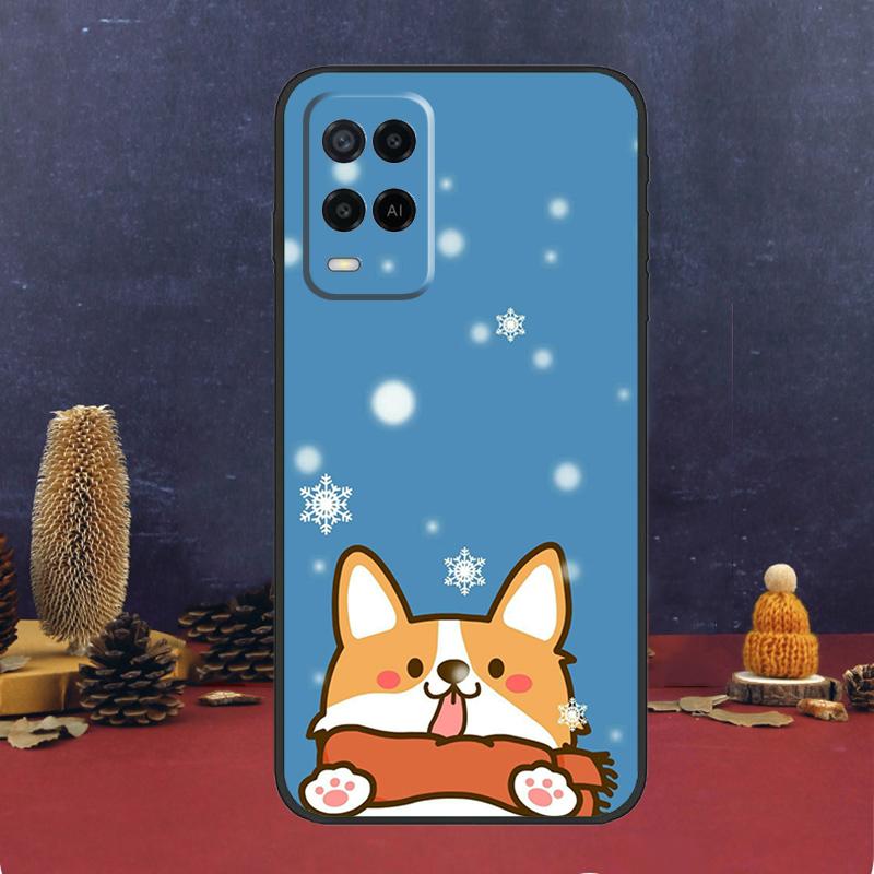Cartoon Corgi Dog For OPPO A58 A78 A98 A15 A16 A17 A76 A96 A77 A52 A72 A5 A9 A79 A94 A74 A57S A53S A54S Case