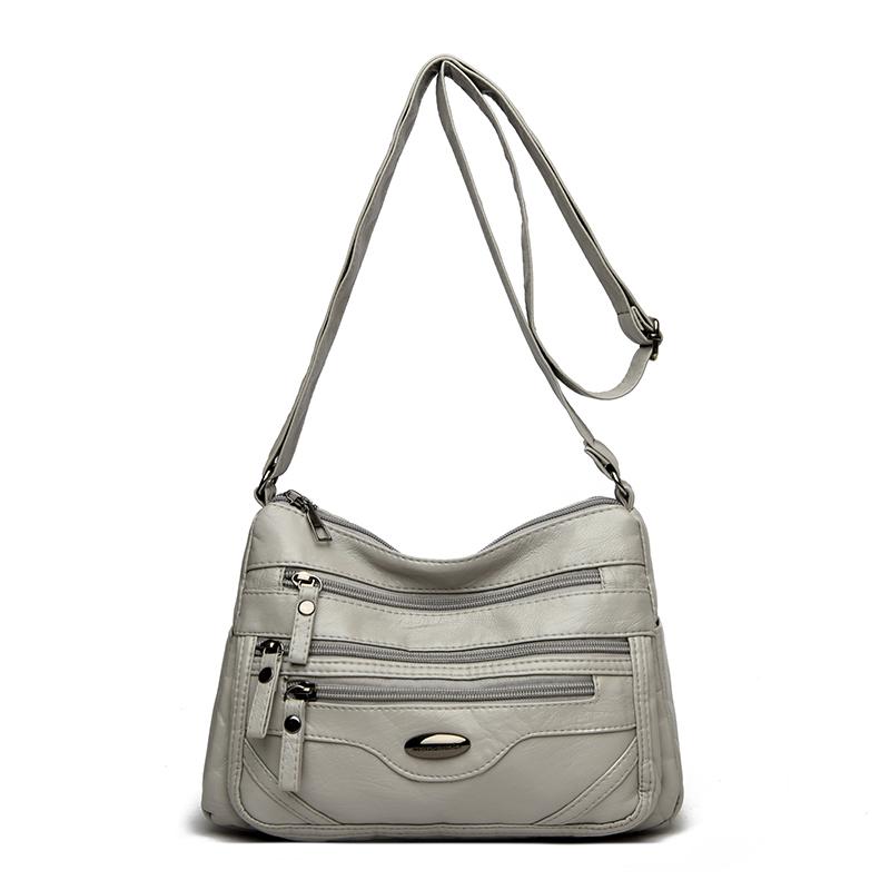 PU Umhängetasche Damen Schultertasche Mehrere Fächer Tasche für Mütter mittleren Alters