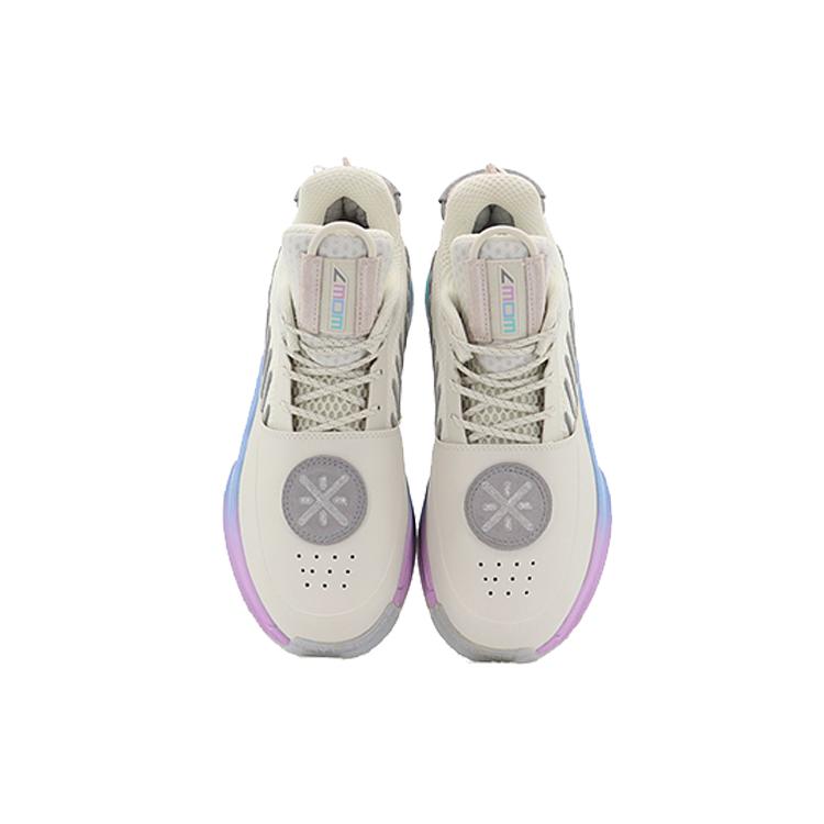 Li Ning WOW 7 Comfortable Slip Resistant, Abrasion Resistant, Lightweight Mid Top Basketball Shoes Men's White ABAN079-12