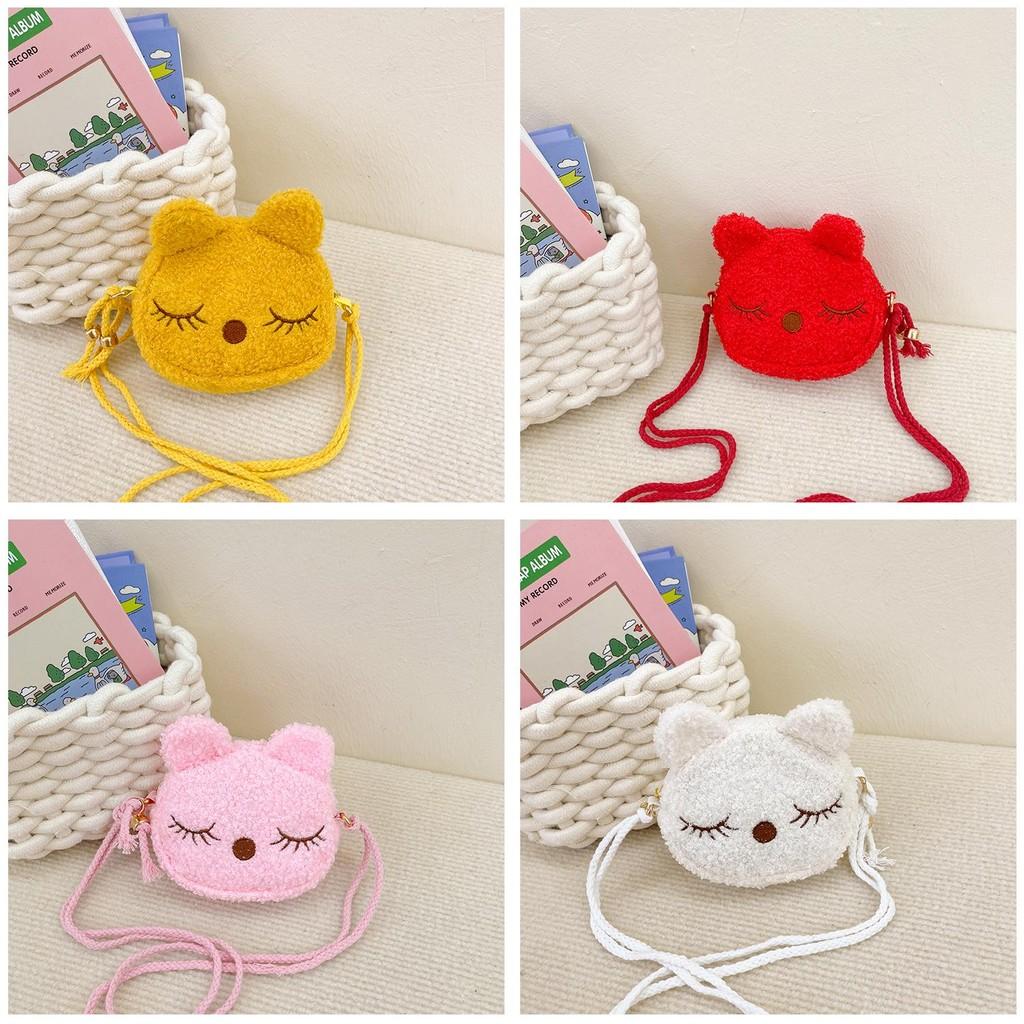Plush Styling Cat Shoulder Crossbody Bag Embroidered Design Suitable For Child