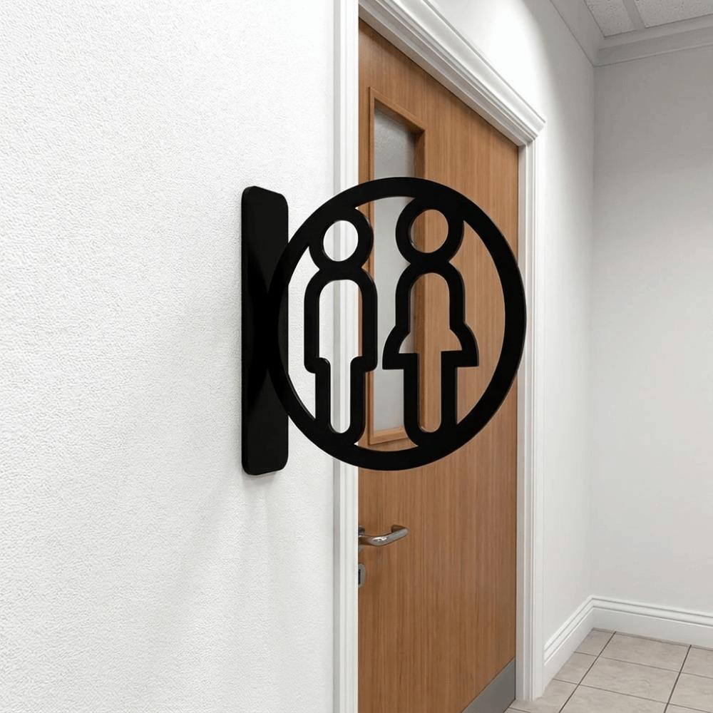 Double-Sided Restroom Guide Detachable Toilet Signs Sleek Finish Washroom Door Sign Schools