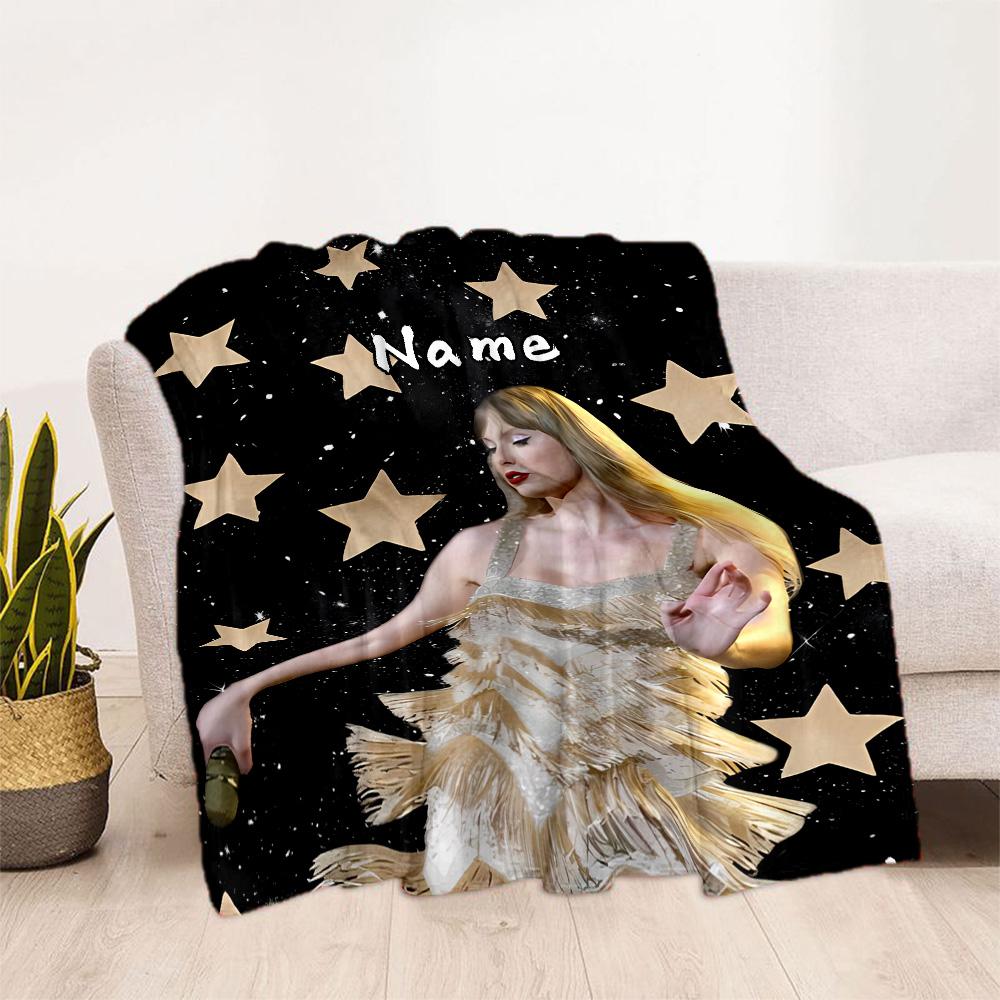 Starry Night Glamour Personalized Name Blanket Throw Customizable Blanket Durable Comfort Suitable for Picnics Home Decor Bed Sofa