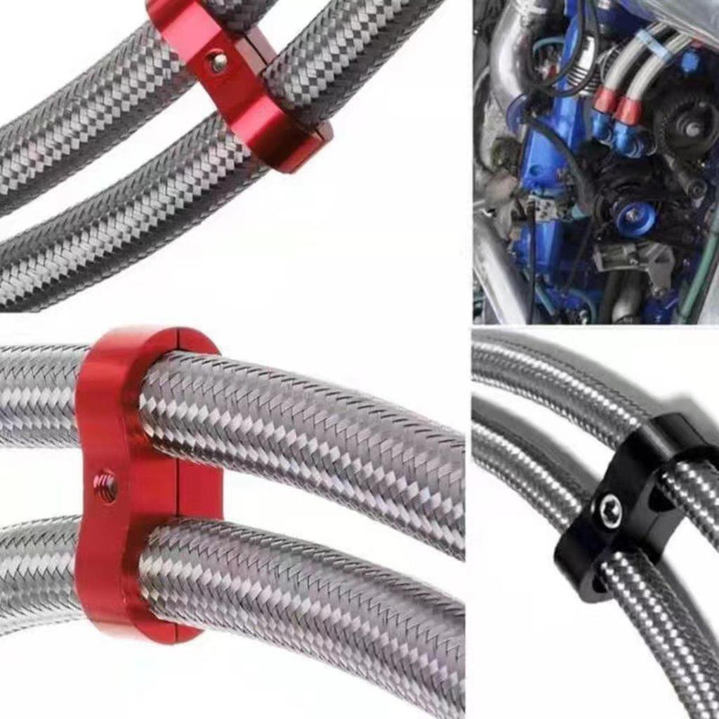 Universal Aluminum AN4 AN6 AN8 Braided Rubber Hose Line Clamp Splitter Billet Oil Fuel Water Hose Tube Seprator Kit