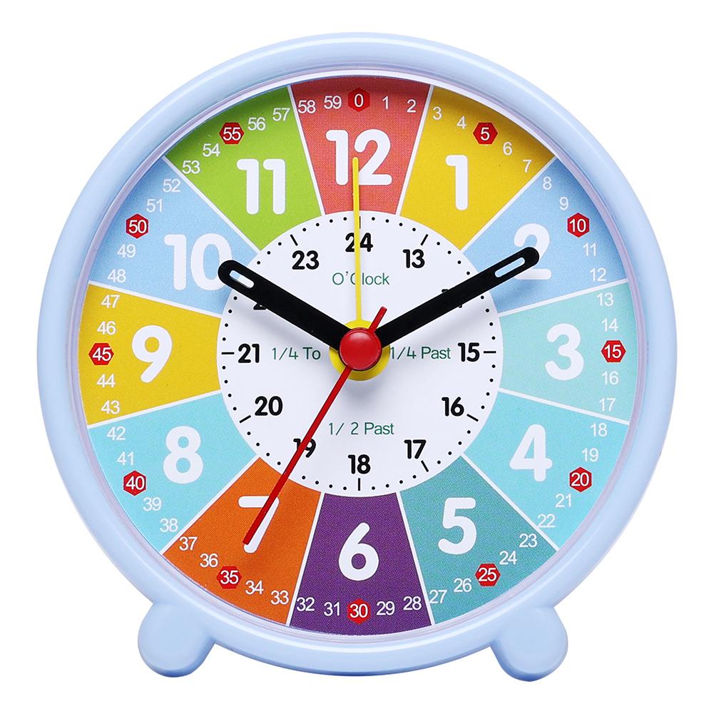 1Pcs Small Silent Bedside Clock Student Simple Alarm Clock For Early Childhood Education Desktop Colorful Learning Clock