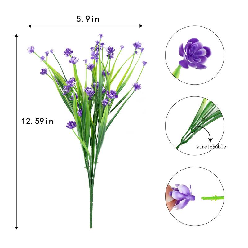 10 Bundles Artificial Flowers UV Resistant Faux Outdoor Plastic Greenery Shrubs Plants Home Garden Decor