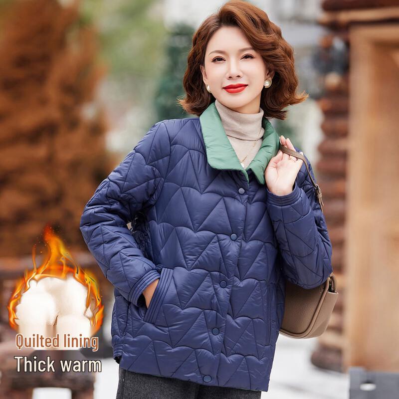 

Pasite Women s Winter Lapel Color-block Padded Coat XL