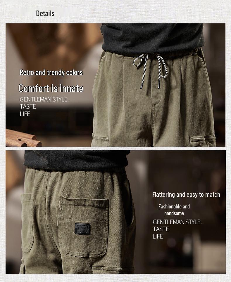 Men's Retro Work Pants: 2025 Heavyweight Fleece-Lined Casual Trousers for Autumn/Winter