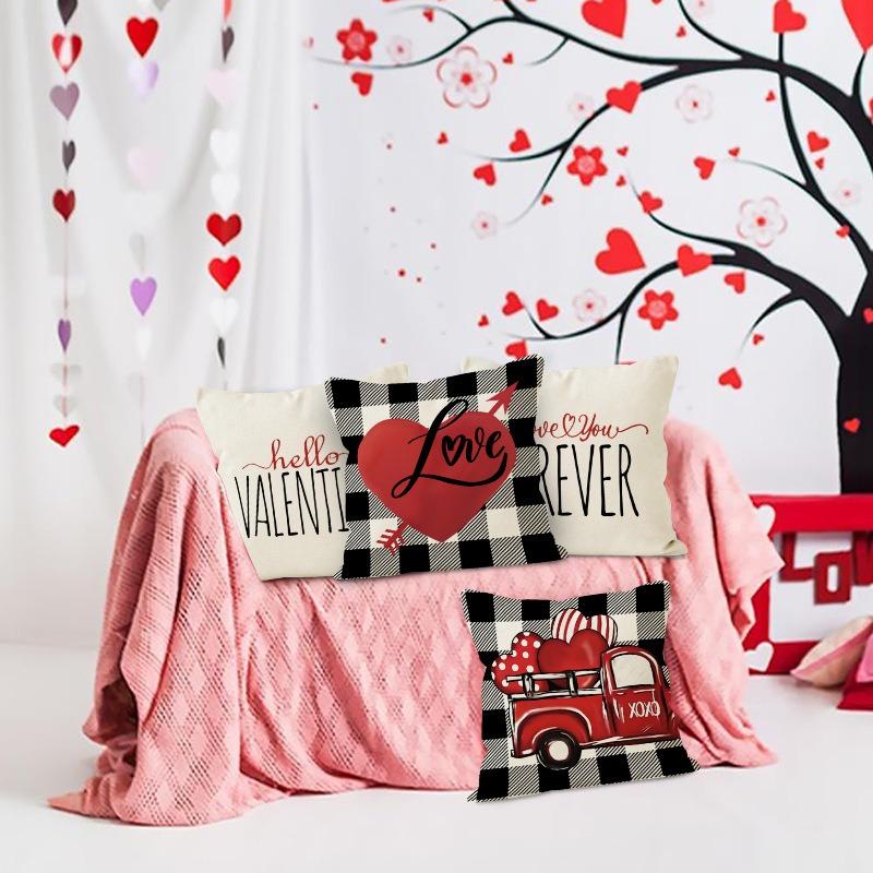 Valentine'S Day Car Gift Printed Home Decor Pillowcase Bedroom Living Room Sofa Decoration Polyester Cushion Cover With Zipper
