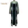 2 Pcs/Set Women Evening Dress Big Swing Shiny Bronzed Cardigan Slip Dress Set See-through Mesh Long Sleeve Coat Cocktail Events Special Occasions