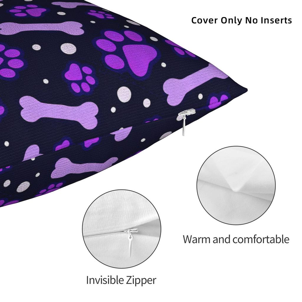 Dog Paw Print And Bone Pillow Case Soft Pillow Cover Fashion Pillowcases For Living Room Sofa