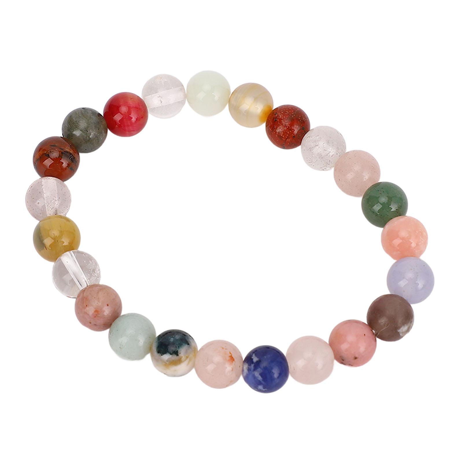 

Nature Stone Bracelet 8mm Rain Proof Comfortable Slick Finish Elastic Stretchy Round Beads Bracelet