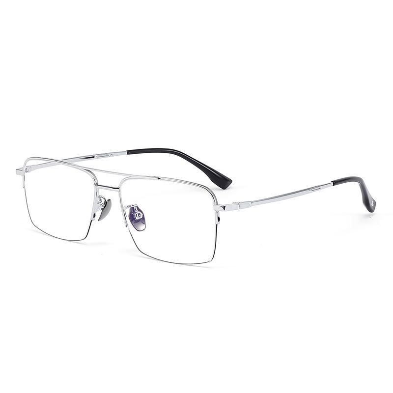 Wang Hedi Style Double Bridge Glasses: Trendy Gold Wire Frame for Men and Women, Super Light and Prescription-Ready.