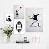 Banksy Pop Art Abstract figure painting canvas painting girl and Red balloon poster printed wall living room wall decoration