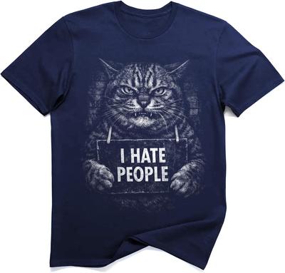Antisocial Tee I Hate People Cat Mugshot Shirt Funny Introvert Cat Graphic