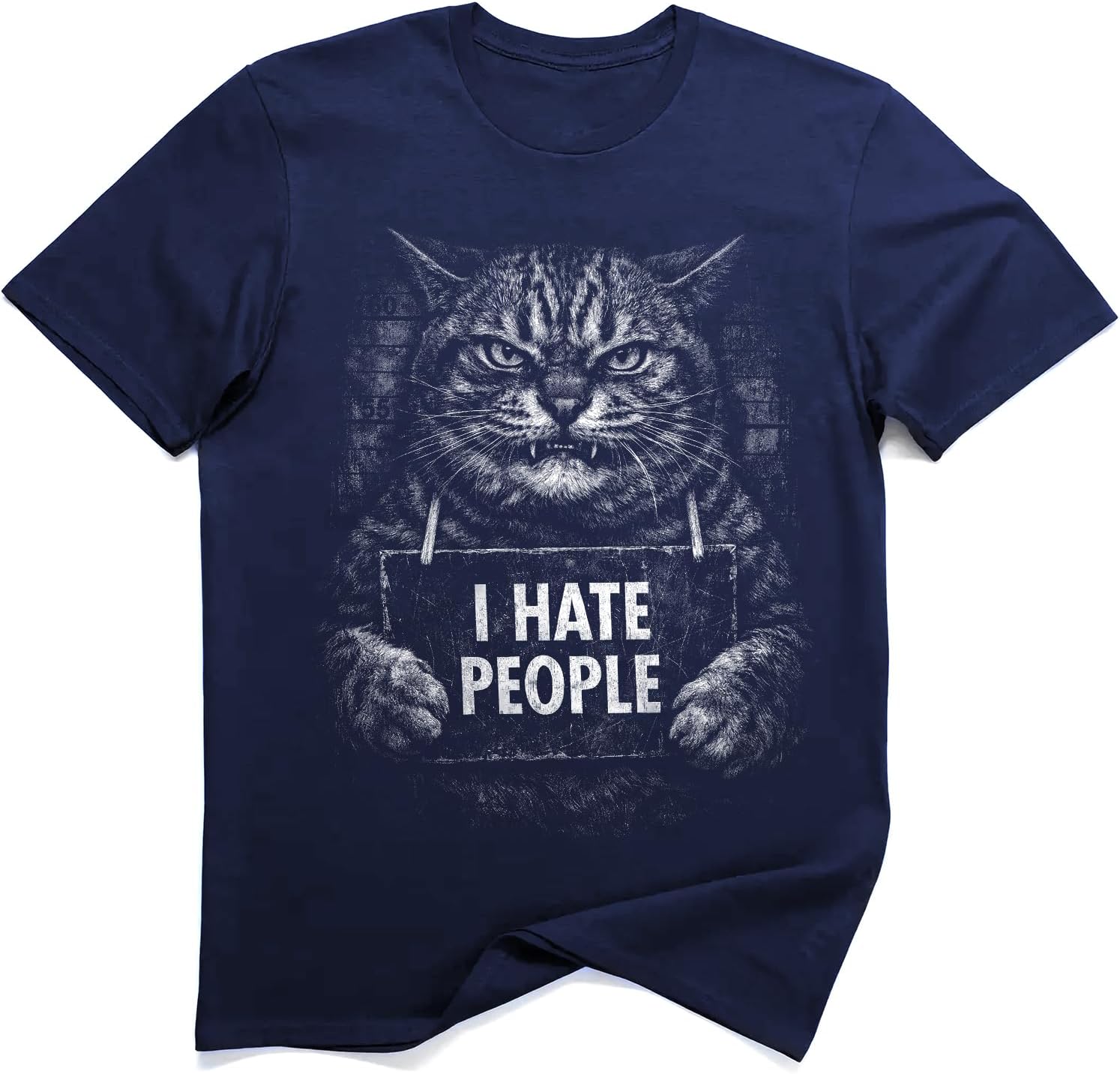 Antisocial Tee I Hate People Cat Mugshot Shirt Funny Introvert Cat Graphic S