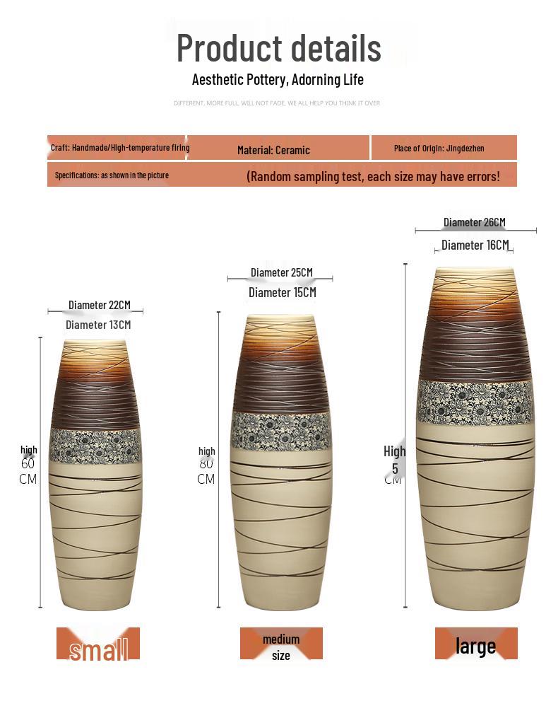 Large European-Style Porcelain Floor Vase for Dried Flowers - Artistic Living Room Ceramic Decoration