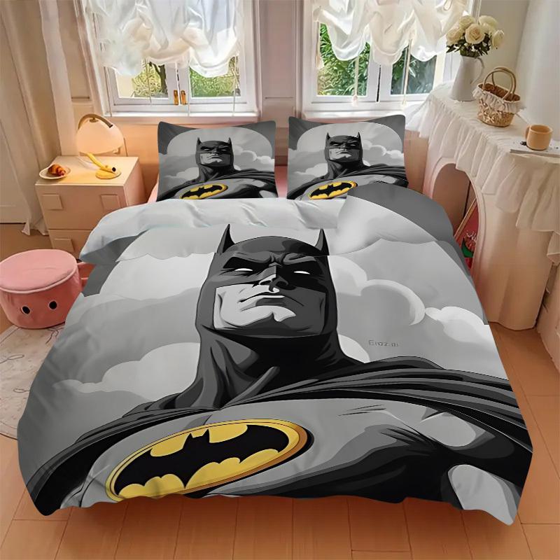 3pcs Batman Symbol Duvet Cover Set, 1 Duvet Cover + 2 Pillowcases (No Insert), High-Definition Print for All Seasons,Durable yy251103007