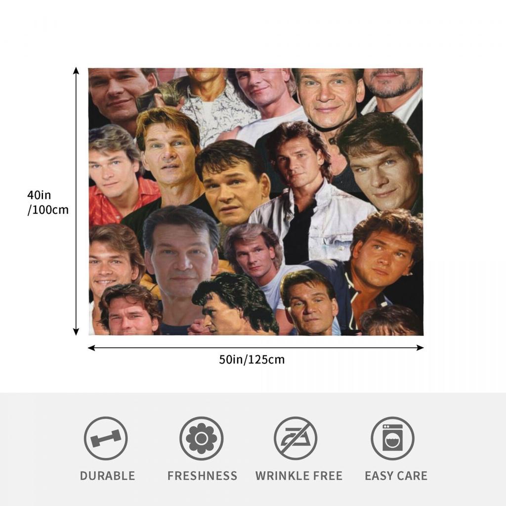 Patrick Swayze Photo Collage Throw Blanket All Season Lightweight Soft Blanket for Bed